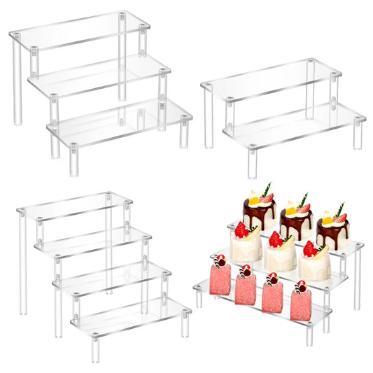 1pcs Multi-Layer Acrylic Display Stand Cake Display Rack High Transparent Trapezoidal Storage Shelf Perfect for Dessert Cupcake