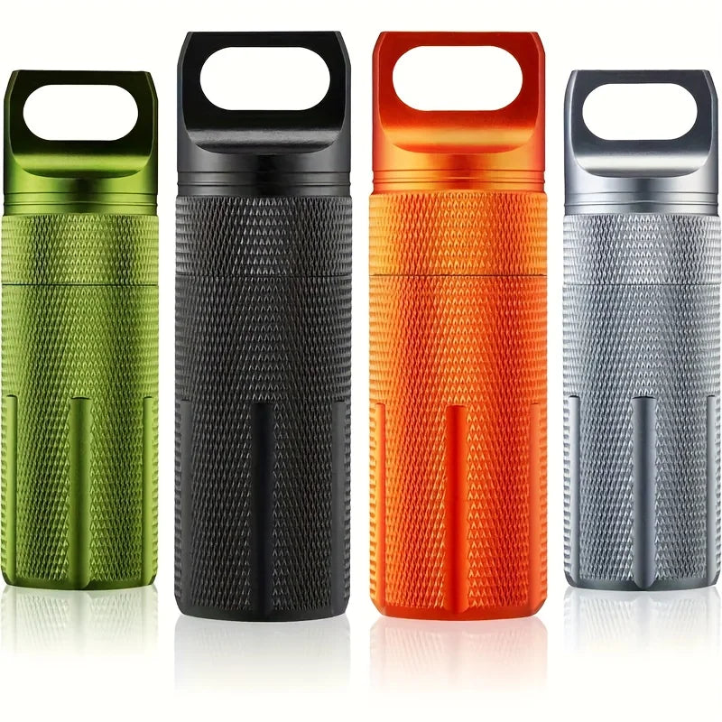 Pilulier Portable en Alliage d'Aluminium Étanche Boîte de Rangement Scellée Contenant de Voyage pour Petites Pilules Étui à Médicaments de Poche