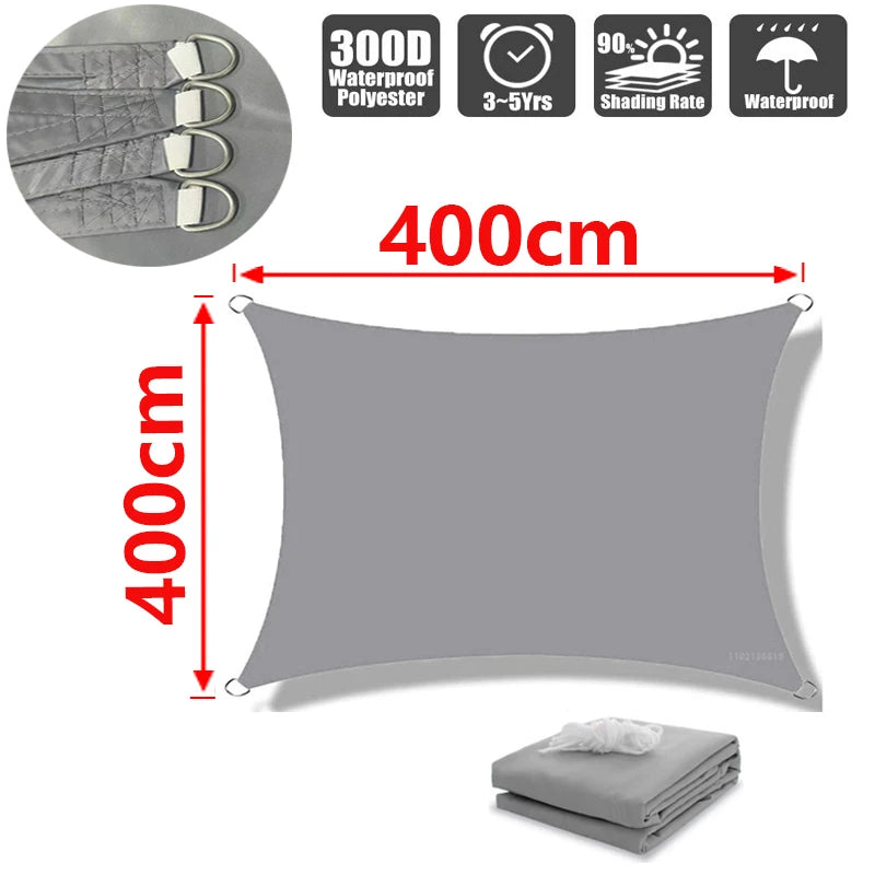 Sonnensegel für den Außenbereich, 300D Polyester, wasserdicht, UV-beständig, für Terrasse, Carport, Garten usw.
