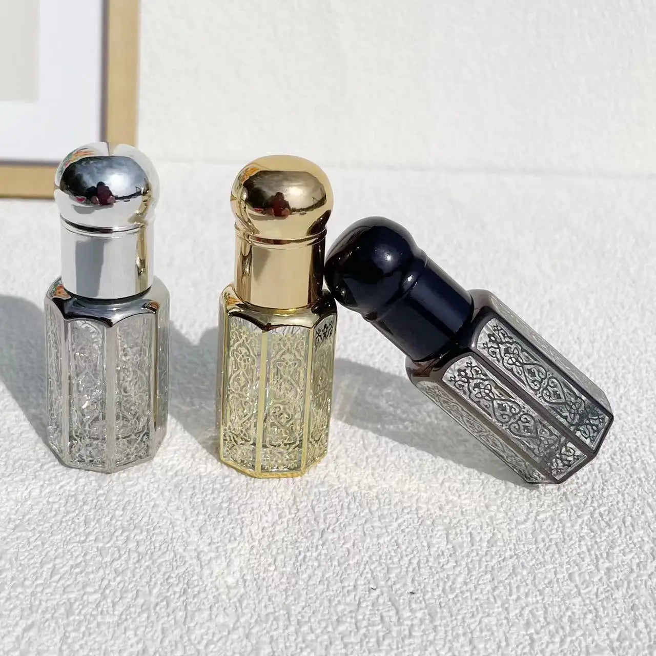 3/6/12ml Luxus nachfüllbare Ätherische Öle Flaschen Leere Parfümflasche Tragbare Tropfflasche Vintage Bronzefarbener Flüssigkeitsbehälter