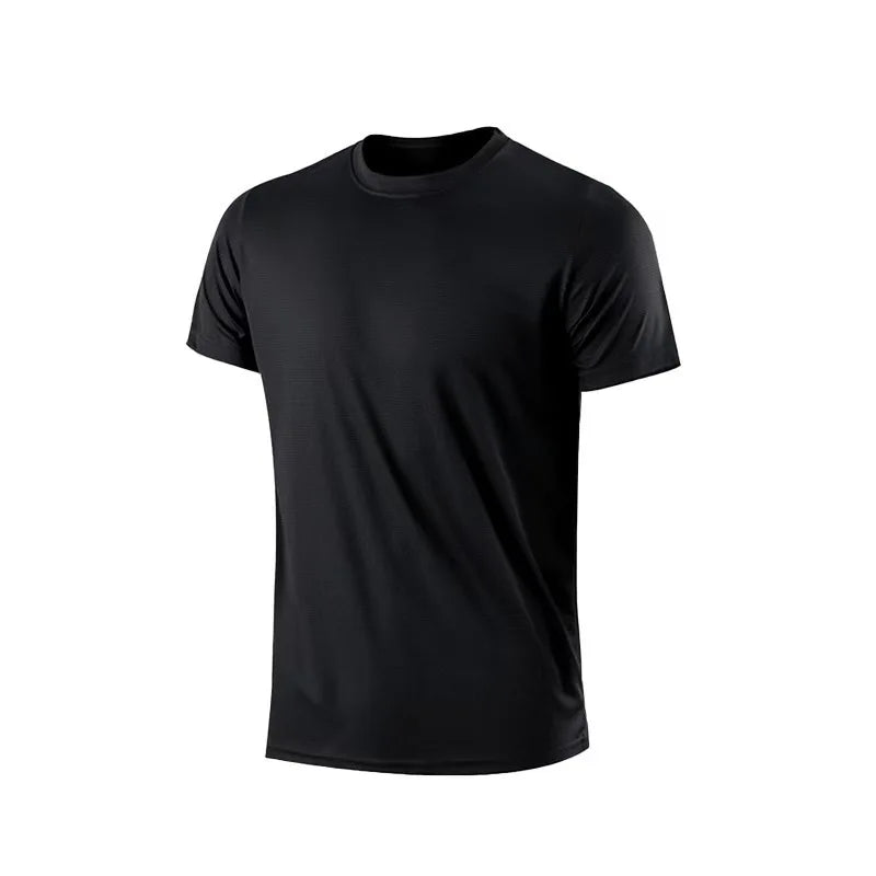 T-shirt de sport pour homme, à manches courtes, séchage rapide, évacuant l'humidité, col rond, pour l'entraînement, la course, la gym, le sport, léger