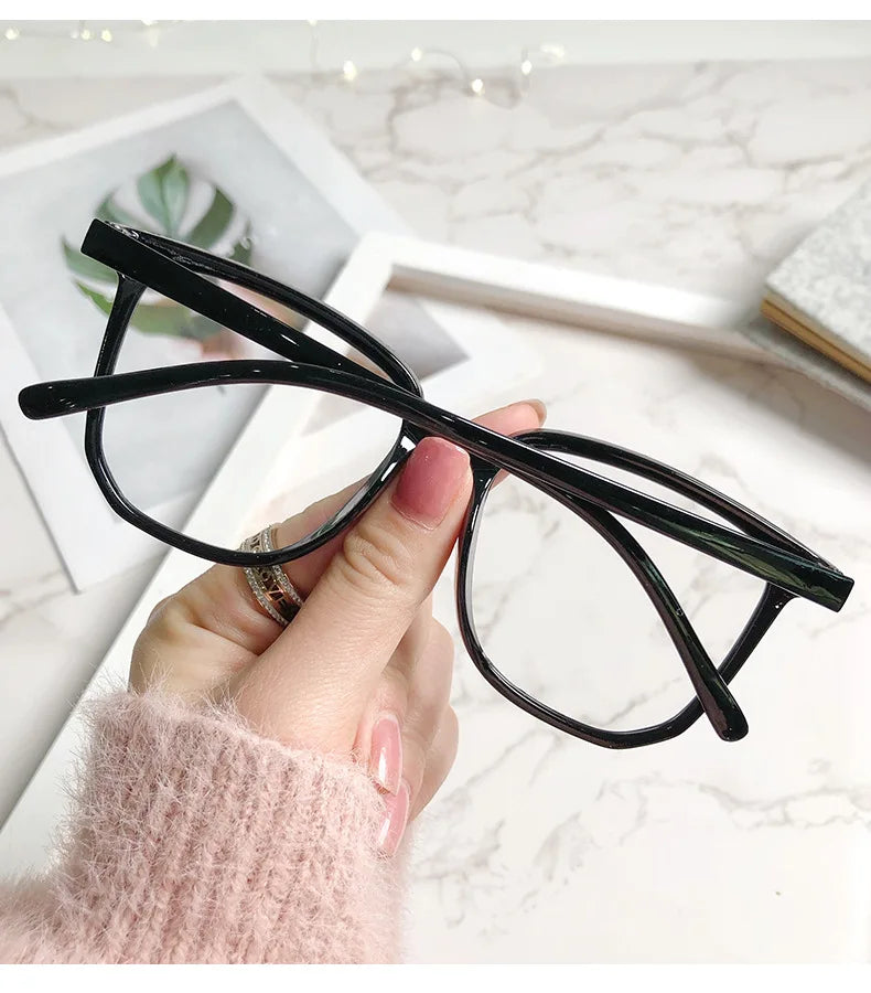 Lunettes de myopie élégantes à monture transparente pour femmes et hommes, anti-lumière bleue, carrées, avec dioptrie négative, monture optique