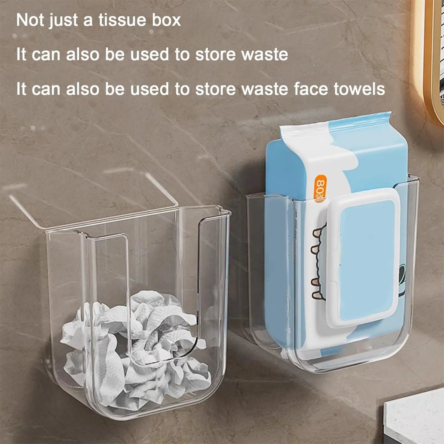 Stanzfreie Toilettenpapierhalter-Box, Feuchttücherbox, Wandhalterung für Feuchttücher, Taschentuch-Organizer, selbstklebender Papierhandtuchspender