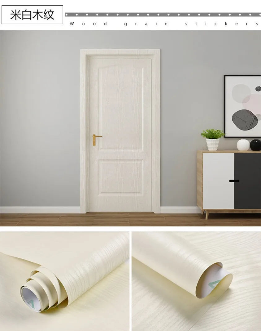 90CM Width Wood Grain PVC Wallpaper for Door Wardrobe Cupboard Table Furniture Waterproof Self Adhesive Stickers Home Decor Film