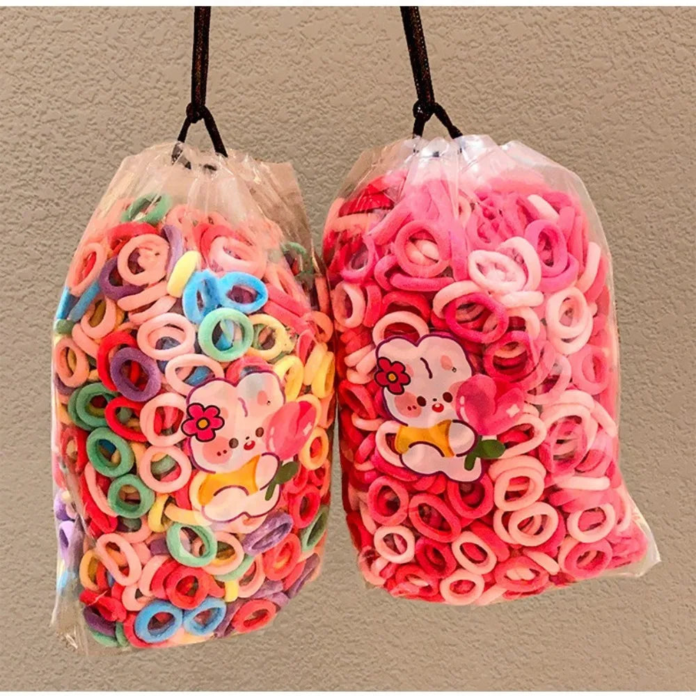 Lot de 100 bandeaux pour enfants marron et noir, mini élastiques mignons, corde à cheveux couleur bonbon, anneau à cheveux coréen sans danger, couvre-chef pour enfant