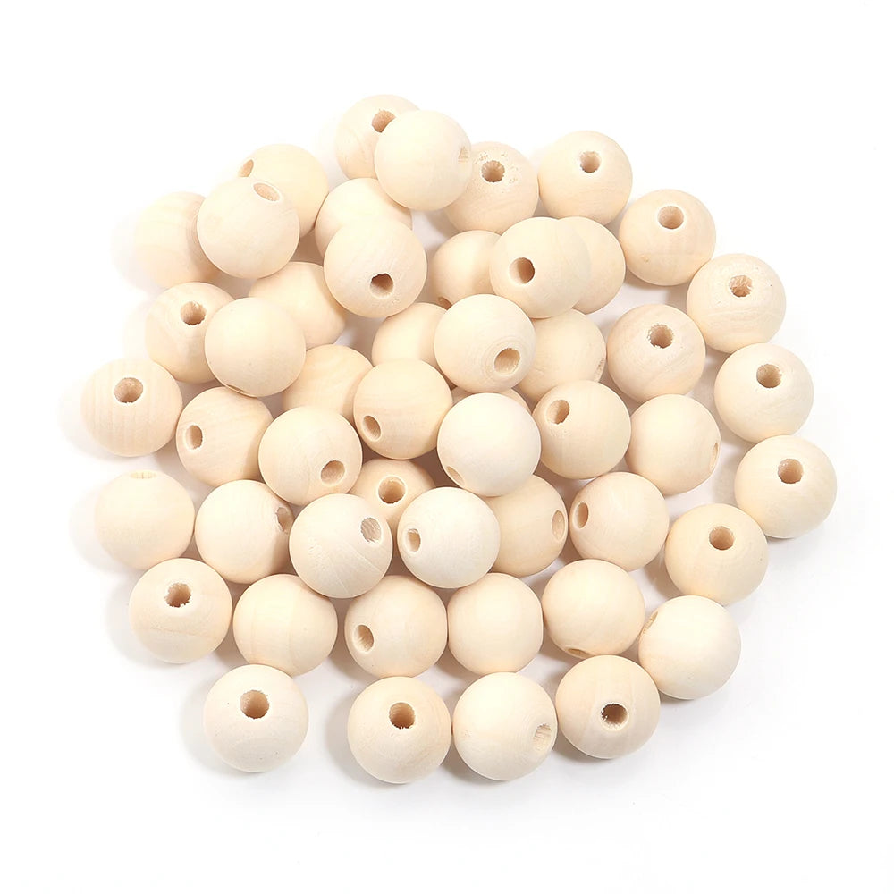 30-100 pièces/lot Perles rondes en bois couleur bûche 6/8/10/12/14/16/18/20/25/30mm Perles entretoises lâches pour accessoires de fabrication de bijoux DIY