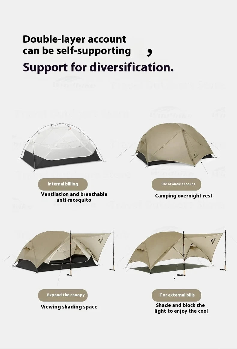 Naturehike Mongar UL BASE PRO 123 People Tent Trekking Backpacking Shelter Tent 20D Nylon Waterproof Ultralight Outdoor Camping