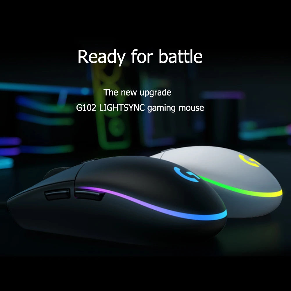 Souris de jeu Logitech (G) G102 Souris RVB Conception légère 200-8000DPI Souris ergonomique de deuxième génération Souris d'ordinateur