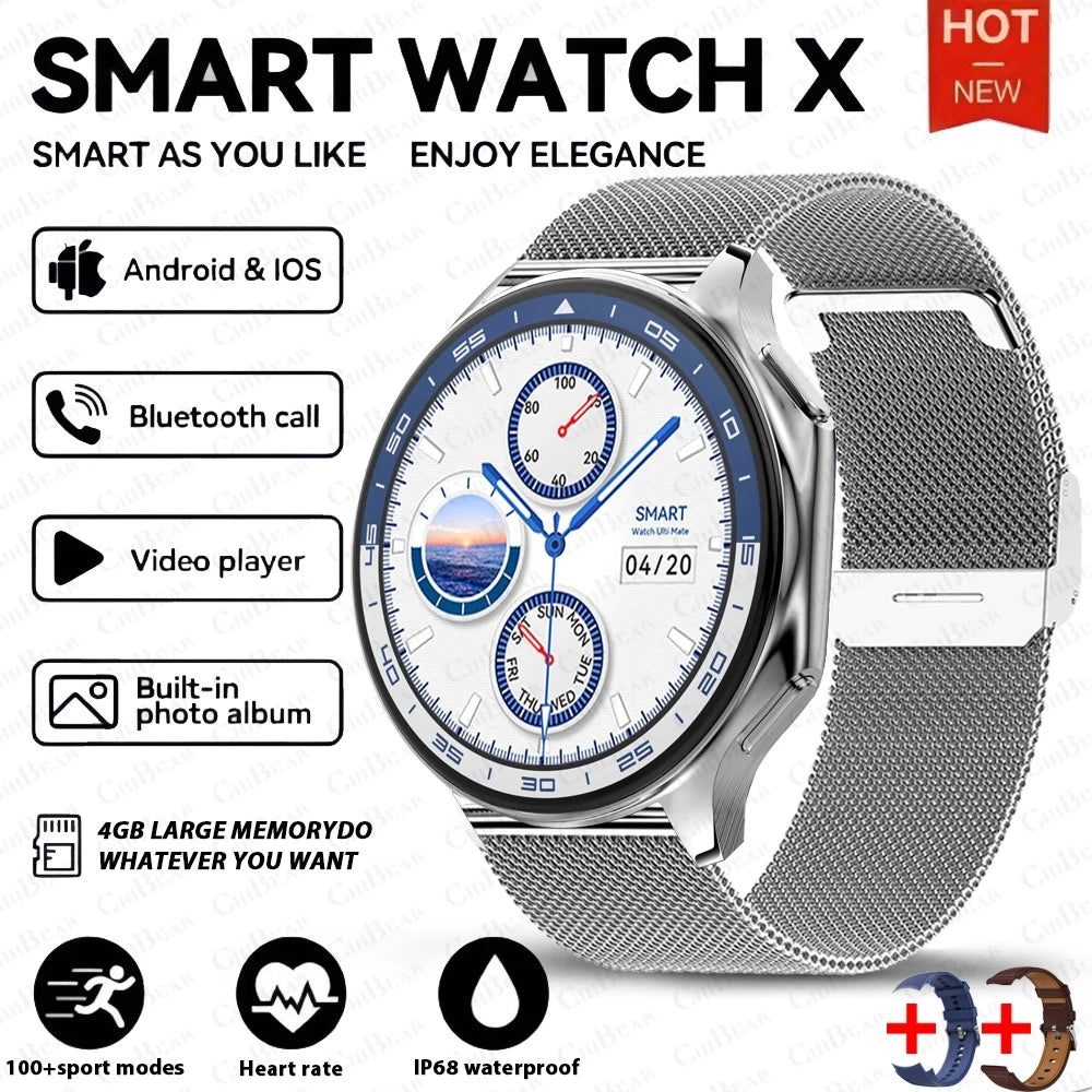 OPPO DT Watch X Montre Connectée Bluetooth avec Appel, 4 Go de Mémoire, Enregistrement, Lecture MP3+MP4, Son Surround Visuel 3D, Smartwatches Homme 2025 Nouveau