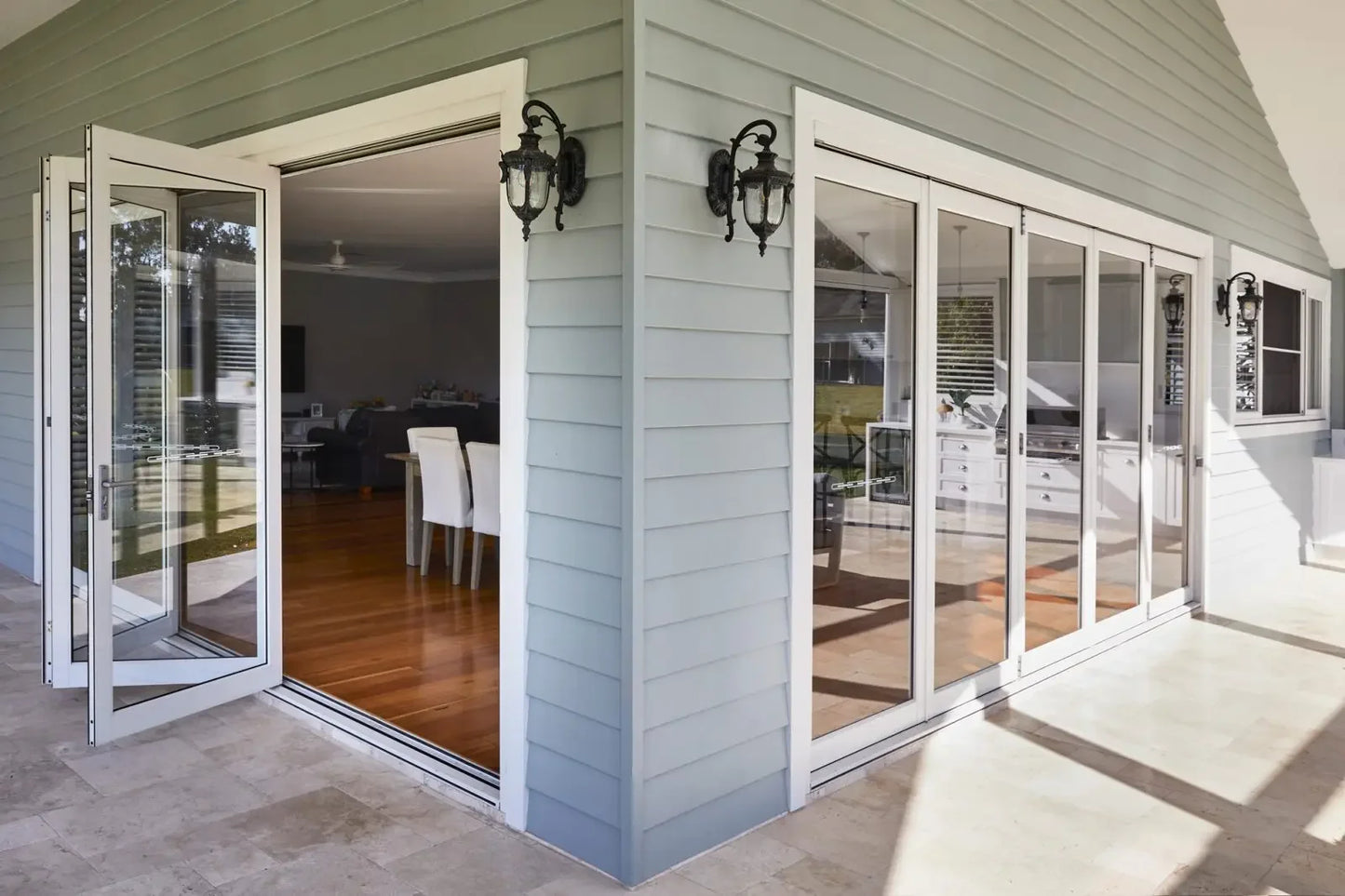 Home Bi Folding Door Patio Exterior Panoramic Accordion Folding Door Residential Aluminium Thermal Break Double Glass Doors