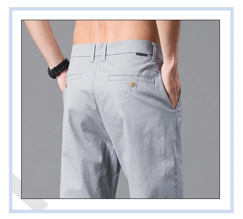 2025 Stretch Herrenhose Straight Fit Baumwolle Golfhose Herren Frühling Sommer Anzughose Büro Arbeit Freizeit Schwarz Marineblau Khaki