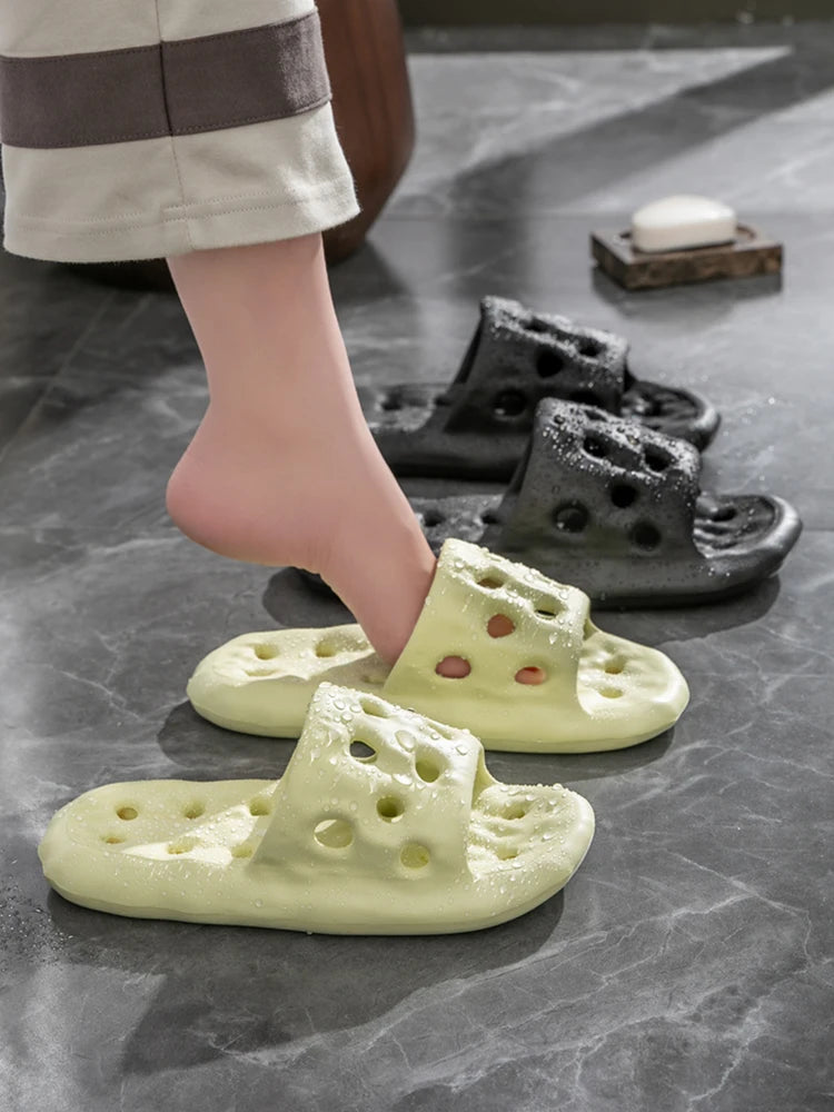 Men's Non-Slip Slide Sandals for Home, Breathable Quick-Dry House Slippers with Open Drainage for Indoor Shower Summer Wear