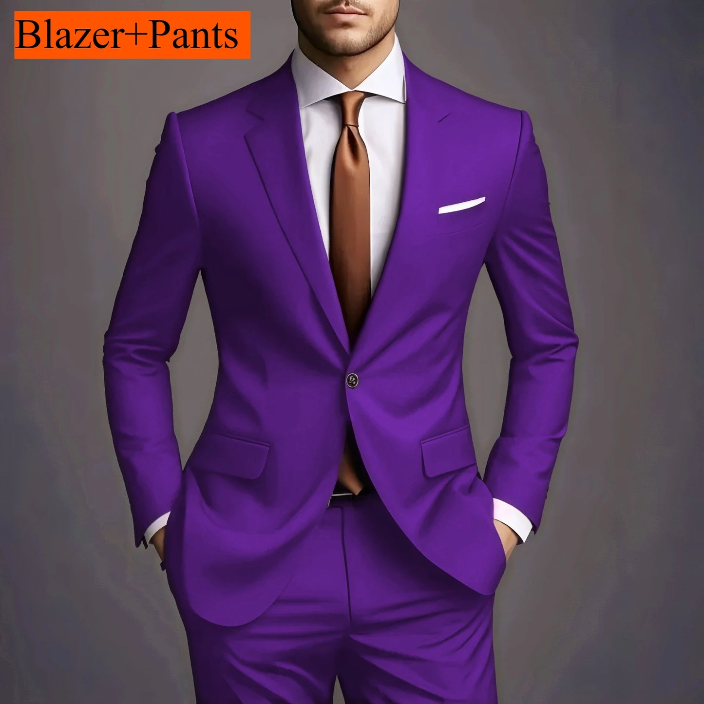 (Jacke + Hose) 2025 Neuer luxuriöser, eleganter Herrenanzug, 2-teiliges Set, modisch, koreanisch, lässig, Slim Fit, für Gesellschaft, Bräutigam, Hochzeit, Smoking