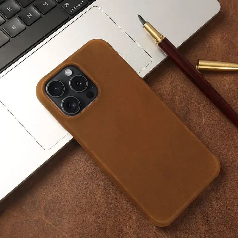 Fengma pattern leather phone case for iPhone 14 Pro 1516 Pro Max shockproof protective cover Genuine Leather Business