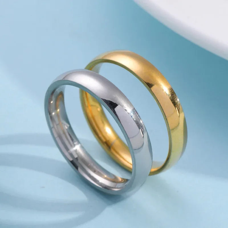 Bague de couple classique en acier inoxydable courbé de 4 mm, breloque, bagues en acier titane pour hommes et femmes, meilleur cadeau de fête, bijoux