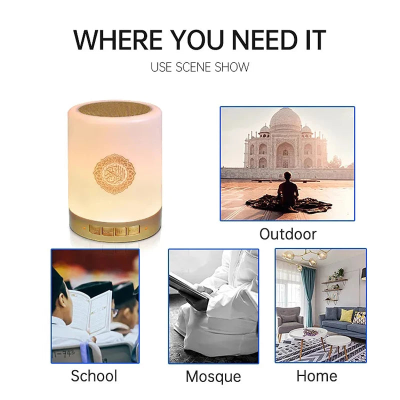 Heller Koran Azan Muslim Koran Bluetooth Lautsprecher Tragbares Nachtlicht Heilige Lampe Soundbox Musik Kabellos Caixa De Som Bocina Mp3