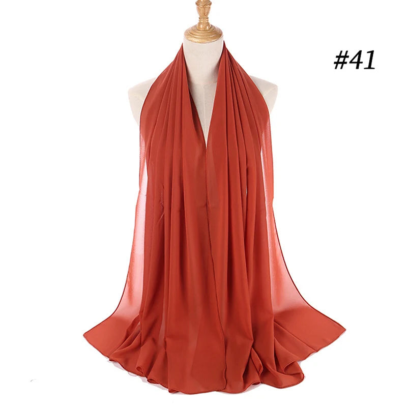 Hijab musulman en mousseline pour femmes, écharpe en mousseline bulle, voile pour femmes, musulmanes, islamiques, de couleur unie, malaisiennes, écharpes foulard musulman