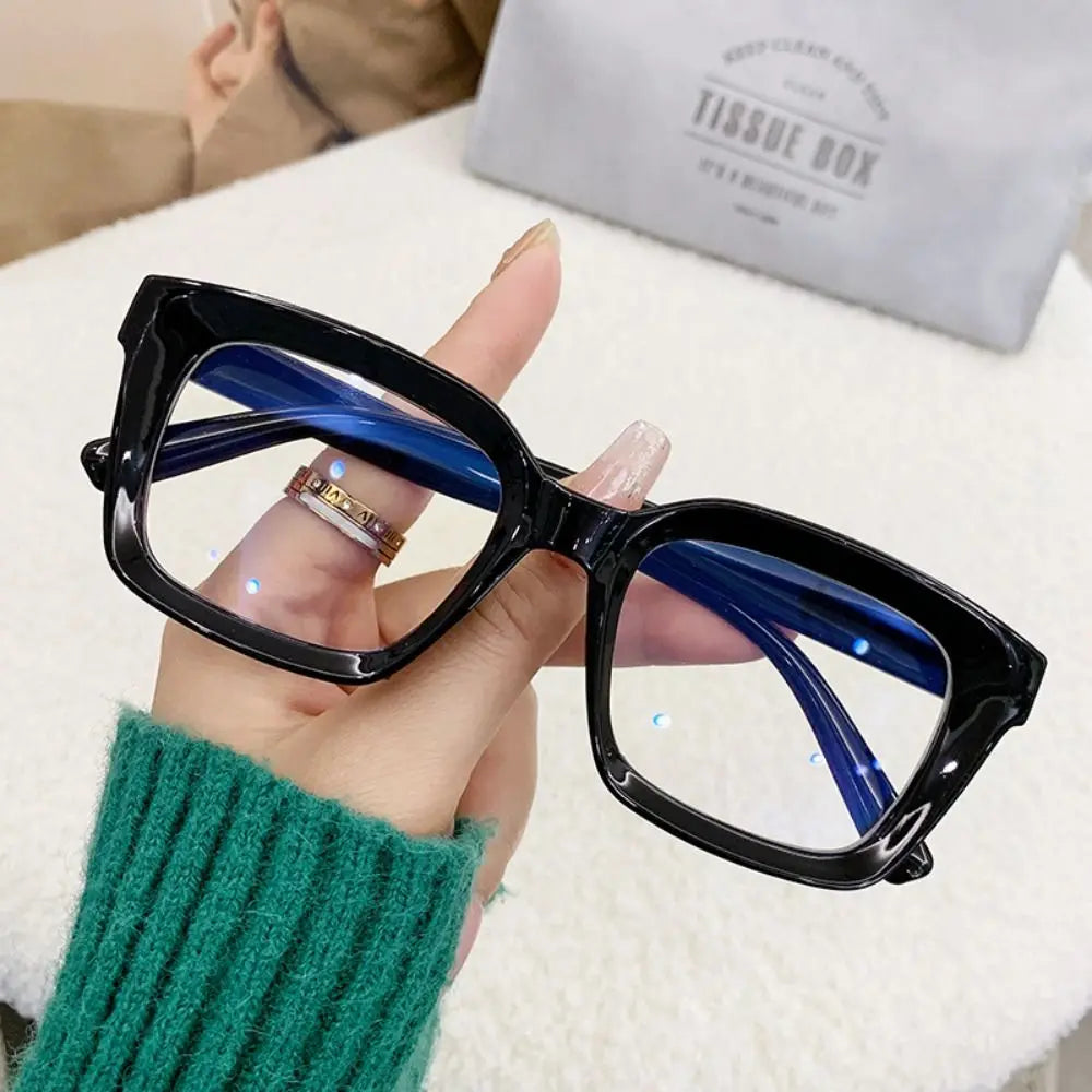 Neue oversized quadratische Brille, Anti-Blaulicht-Brille, große Rahmen, Myopie-Brille, Brille mit flachem Licht, transparente Brille