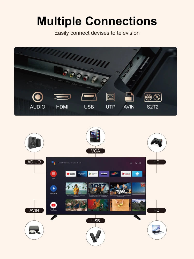 OEM 43/55/65/70 Zoll Android Smart TV - 4K UHD FHD Google TV für Hotelgewerbe, WiFi & HDMI