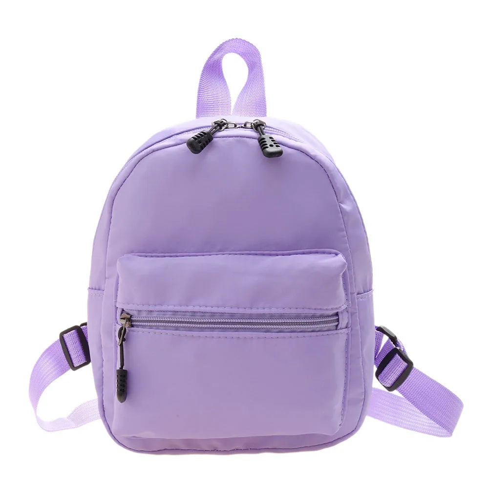 Fashion Uni-Farbe Rucksack Damen Nylon Ranzen Preppy Stil Mini-Rucksäcke