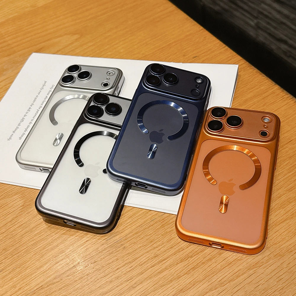 Coque Magnétique Translucide Mate de Luxe pour iPhone 17 Pro Max 17Pro 17 Air Pour Magsafe Recharge Sans Fil Protection Caméra