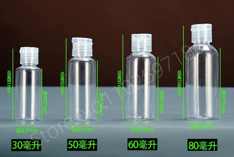 Lot de 30/50/100 flacons compressibles en plastique de 5 à 120 ml avec bouchon à clapet, en PET, pour lotion, shampoing, échantillons cosmétiques, flacons de voyage