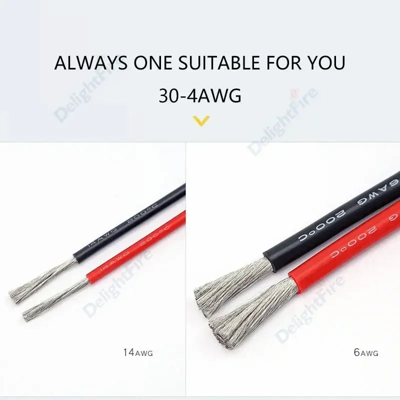 Weiches Silikonkabel 14 12 10 8 6 4 3 0 AWG Rot Schwarz Hitzebeständig 50mm² Elektrokabel für Auto Wohnmobil Solarbatterie Wechselrichter