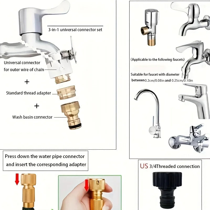 Nouveau Tuyau d'arrosage magique extensible haute pression avec pistolet pulvérisateur pour lavage de voiture, outil d'irrigation et d'arrosage extérieur