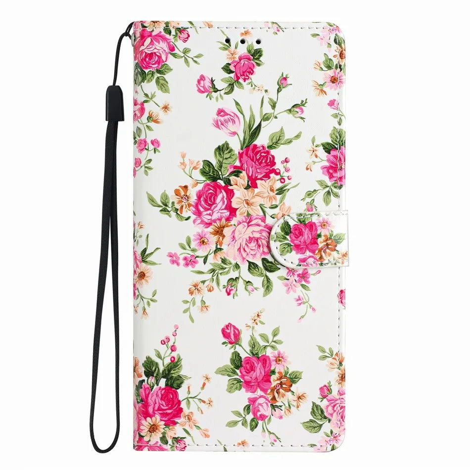 Joli étui à fleurs peintes pour Samsung Galaxy A03 A04S A05 A05S A06 A13 A14 A16 A23 A24 A25 A34 A35 A36 A52S A53 A54 A55 5G Coque