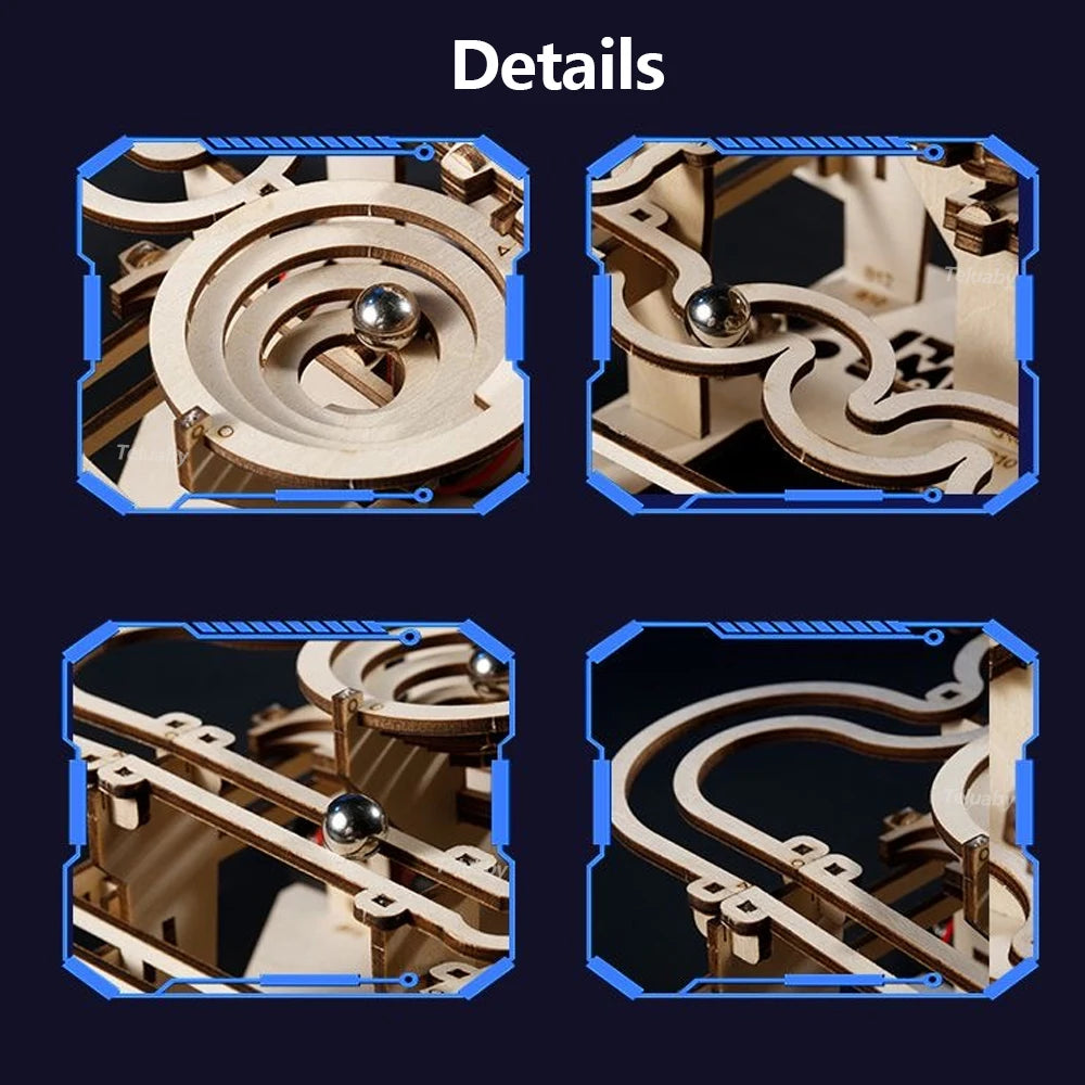 Maquette mécanique 3D en bois à monter soi-même – Kits de construction – Jeu de labyrinthe à billes avec 4 billes – Cadeau pour adultes et enfants