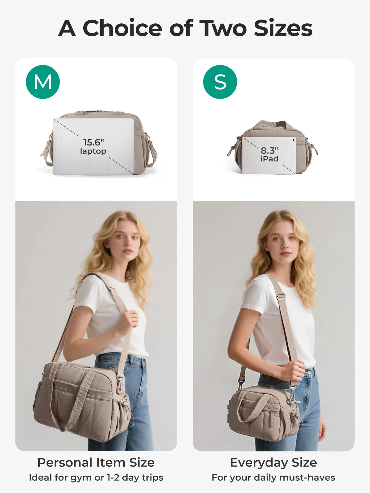Sac à bandoulière BAGSMART pour femmes, grande capacité, sac bandoulière, pochette quotidienne décontractée pour étudiantes et navetteuses, sac à main polyvalent pour les loisirs