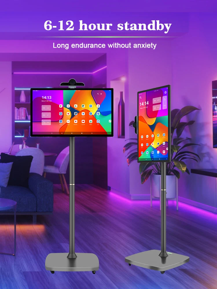 Téléviseur intelligent portable 27" – Moniteur publicitaire Android 10 rotatif avec batterie (support mobile, écran tactile Full HD)