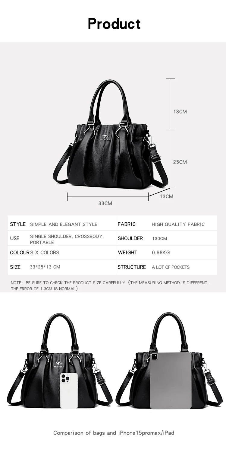 Sac cabas décontracté en cuir véritable, sacs à main de luxe pour femmes, sacs à main de marque, sacs à main en cuir souple de haute qualité pour le travail