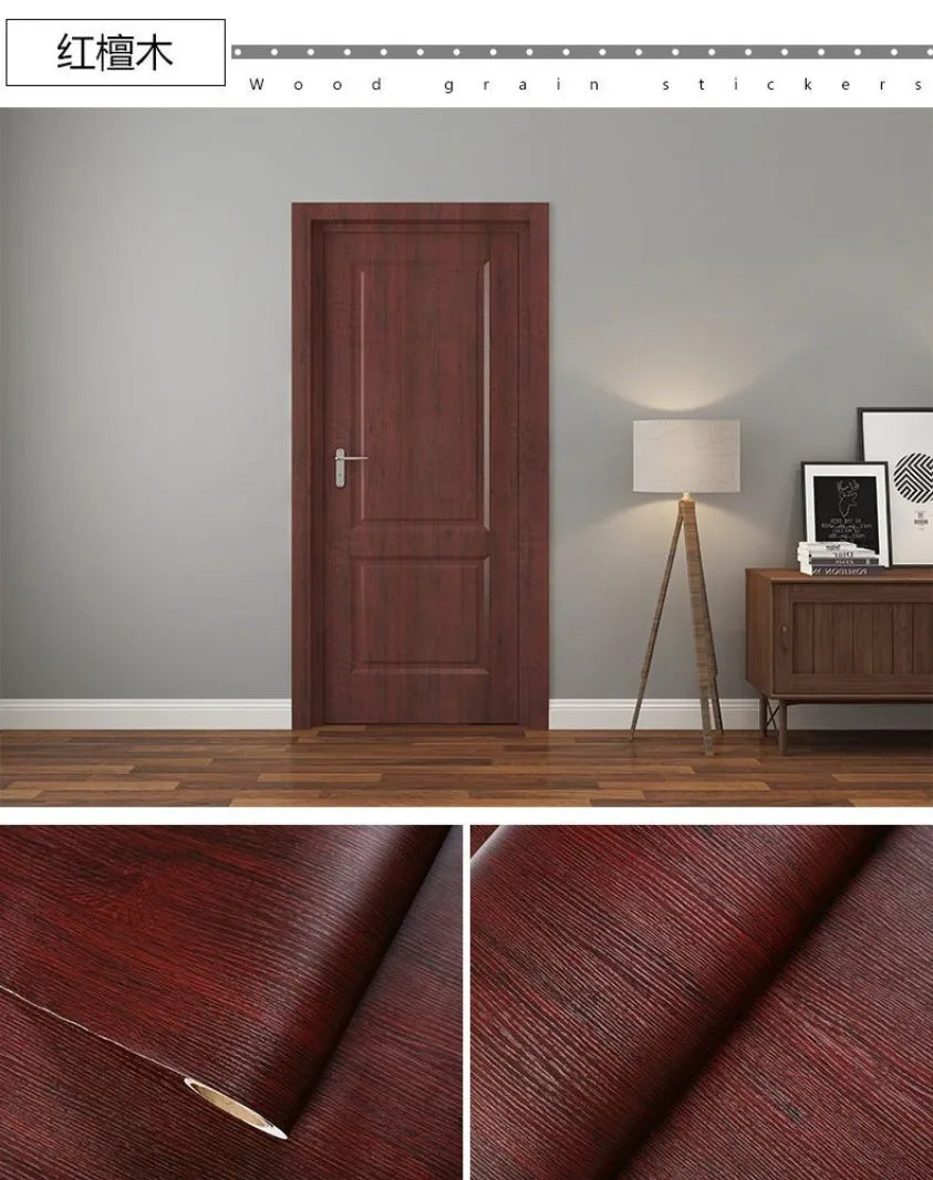 90CM Width Wood Grain PVC Wallpaper for Door Wardrobe Cupboard Table Furniture Waterproof Self Adhesive Stickers Home Decor Film