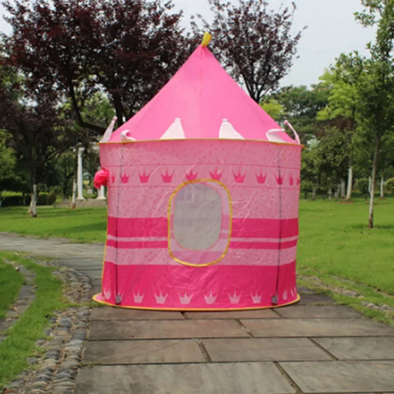 Tentes de château pliantes portables pour bébés et tout-petits, roses et bleues, jouets de camping, maison de jeux, décoration de chambre intérieure/extérieure, cadeau d'anniversaire et de Noël
