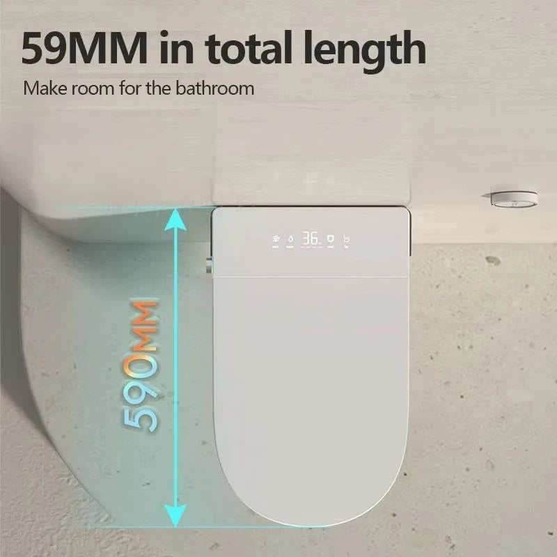 Intelligentes Dusch-WC zur Wandmontage, Smart-WC für das Badezimmer, spülkastenlos, automatisches Öffnen/Schließen, beheizter Sitz, elektrisch, länglich, wandhängend