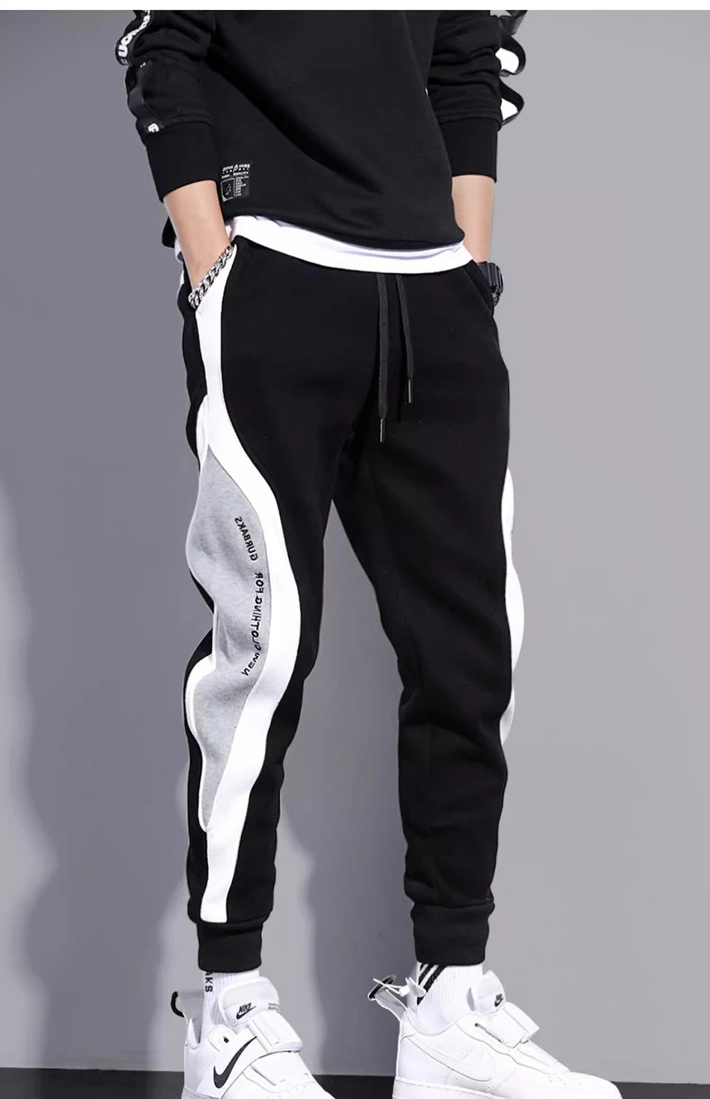 Herbst Frühling Herren Sporthose Herren Loose Leggings Patchwork Laufhose Trainingshose Freizeithose Fashion Outfit Hose
