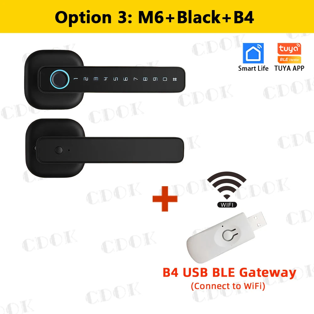 Serrure intelligente CDOK 2025 Nouvelle M6 Tuya Bluetooth, serrure de porte, serrure à empreinte digitale, serrure à mot de passe, méthodes de déverrouillage multiples