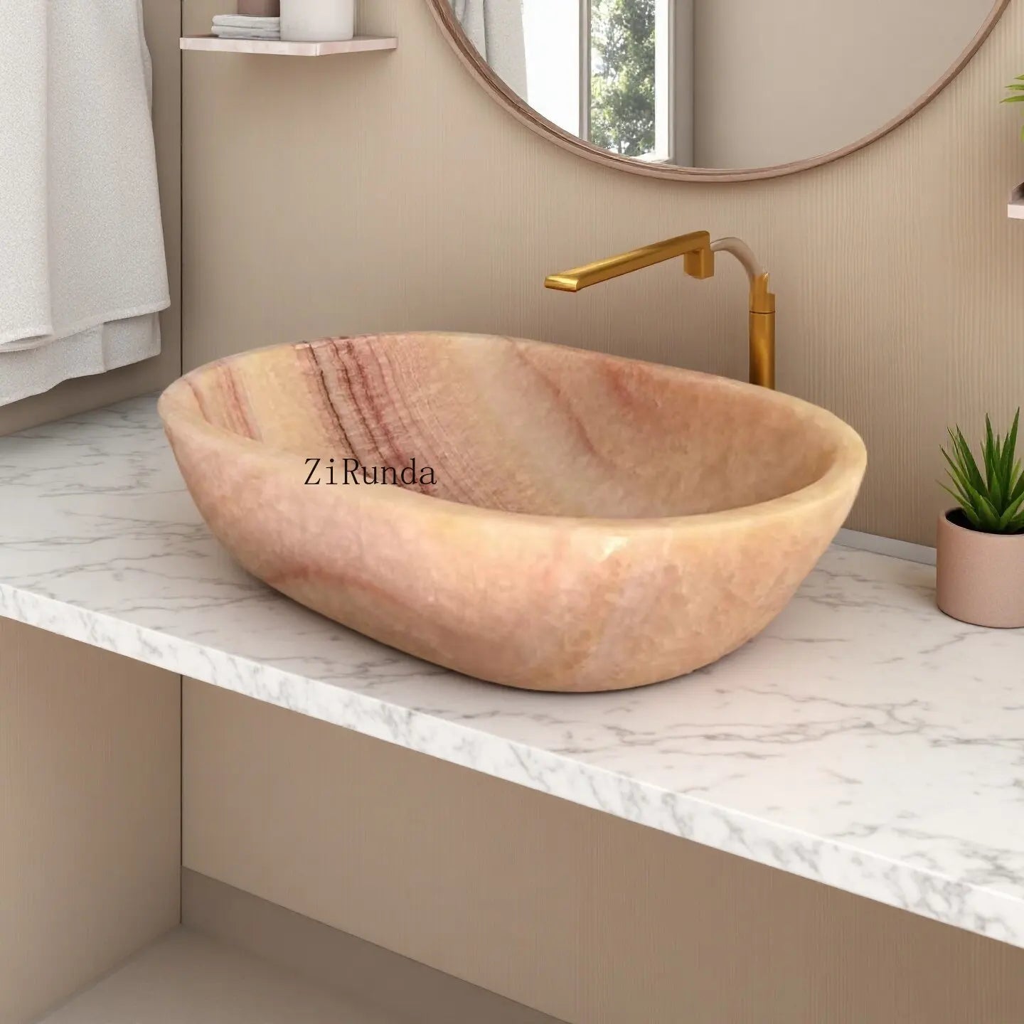 Natursteinreis Topas Podestbecken Jadeschalen Waschbecken oval anpassbar Hotelwaschbecken