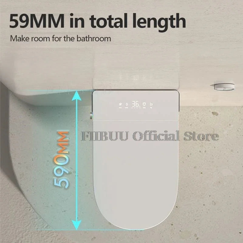 Intelligentes Dusch-WC zur Wandmontage, Smart-WC für das Badezimmer, spülkastenlos, automatisches Öffnen/Schließen, beheizter Sitz, elektrisch, länglich, wandhängend