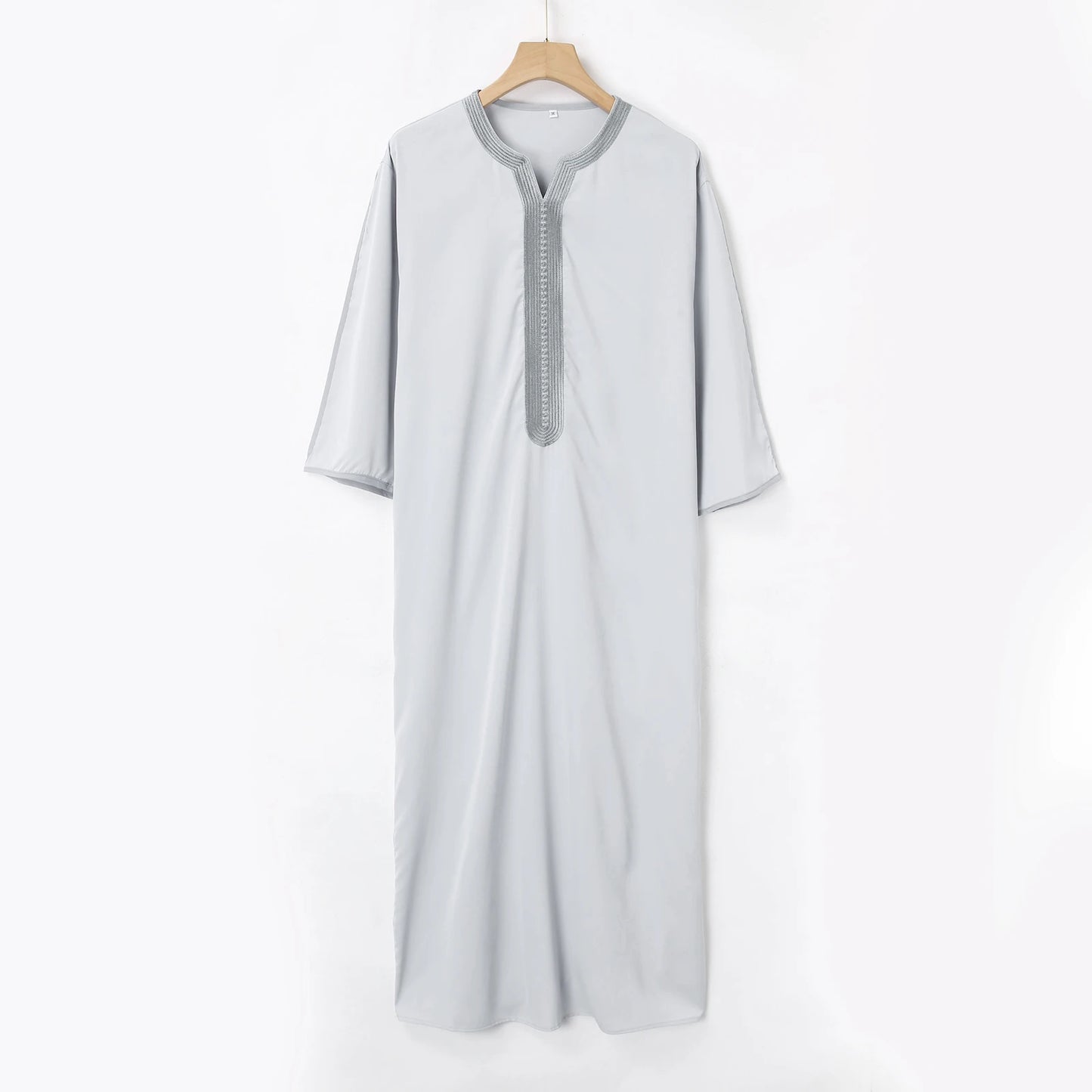2025 Summer New jubah Muslim Men's Robe Short Sleeve Embroidered Arab Ethnic Style Men's Islamic Clothing
