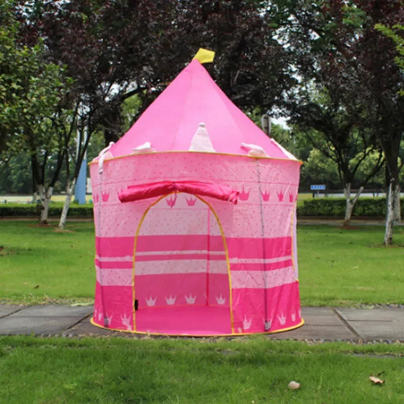 Tentes de château pliantes portables pour bébés et tout-petits, roses et bleues, jouets de camping, maison de jeux, décoration de chambre intérieure/extérieure, cadeau d'anniversaire et de Noël