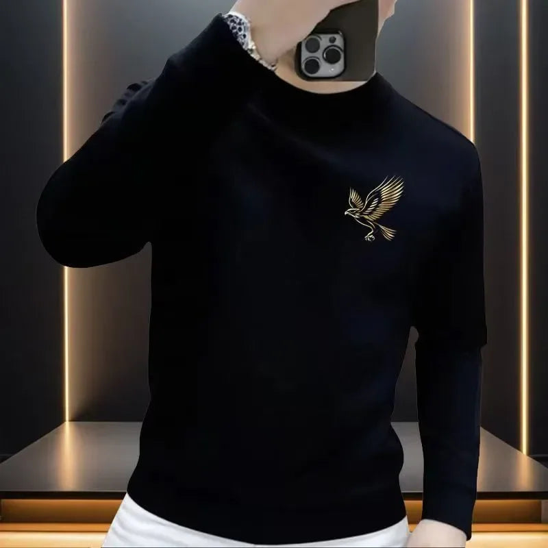 Herren Sweatshirt Herbst Winter Kollektion 2025 – Neue Mode, Rundhals, Samt-gefüttert, Verdickt, Vielseitiger Pullover, Langarm-Oberteil