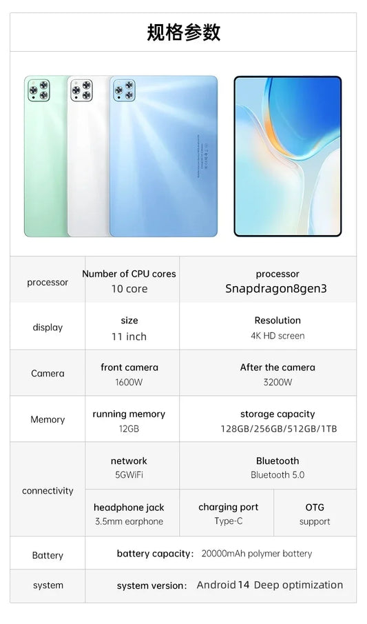 2025 New IPad Air Pro Tablet 11'' Tablets Android 14 22GB+2TB Snapdragon8Gen3 20000mAh 4G/5G Dual SIM Bluetooth WiFi Tablet PC