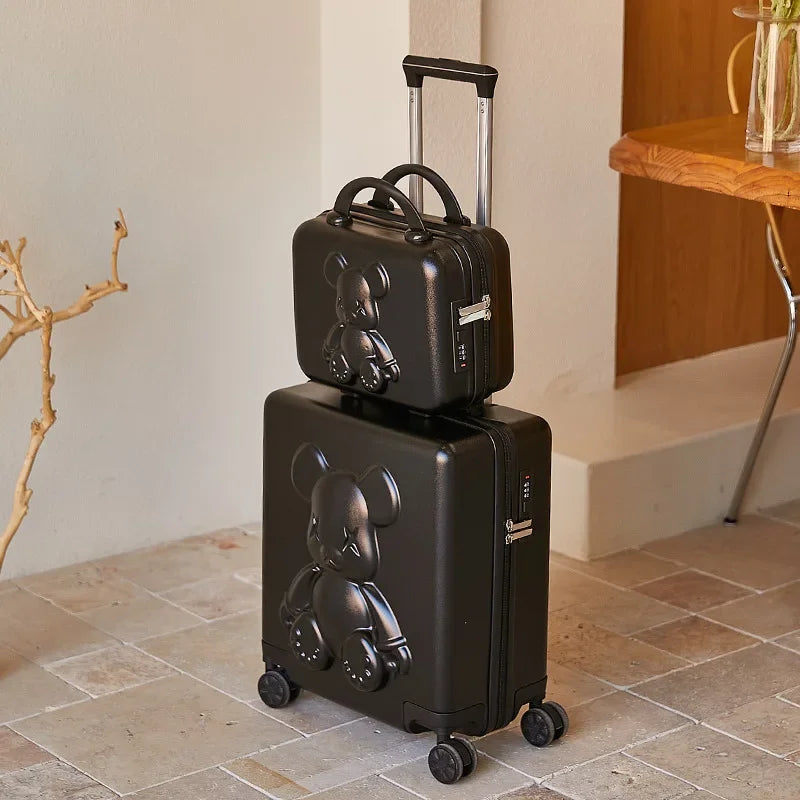 Nouvelle valise trolley universelle à roulettes 18 pouces 2024, sac de maquillage cabine pour hommes et femmes