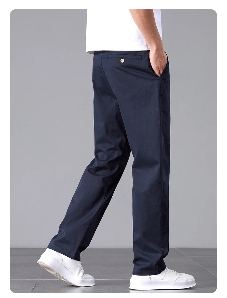 2025 Stretch Herrenhose Straight Fit Baumwolle Golfhose Herren Frühling Sommer Anzughose Büro Arbeit Freizeit Schwarz Marineblau Khaki