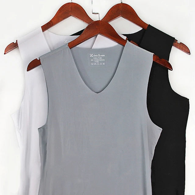 Lot de 3 slips pour homme en soie, débardeur, singlet de musculation de haute qualité, gilet sans manches ajusté, gaine amincissante, taille 5XL