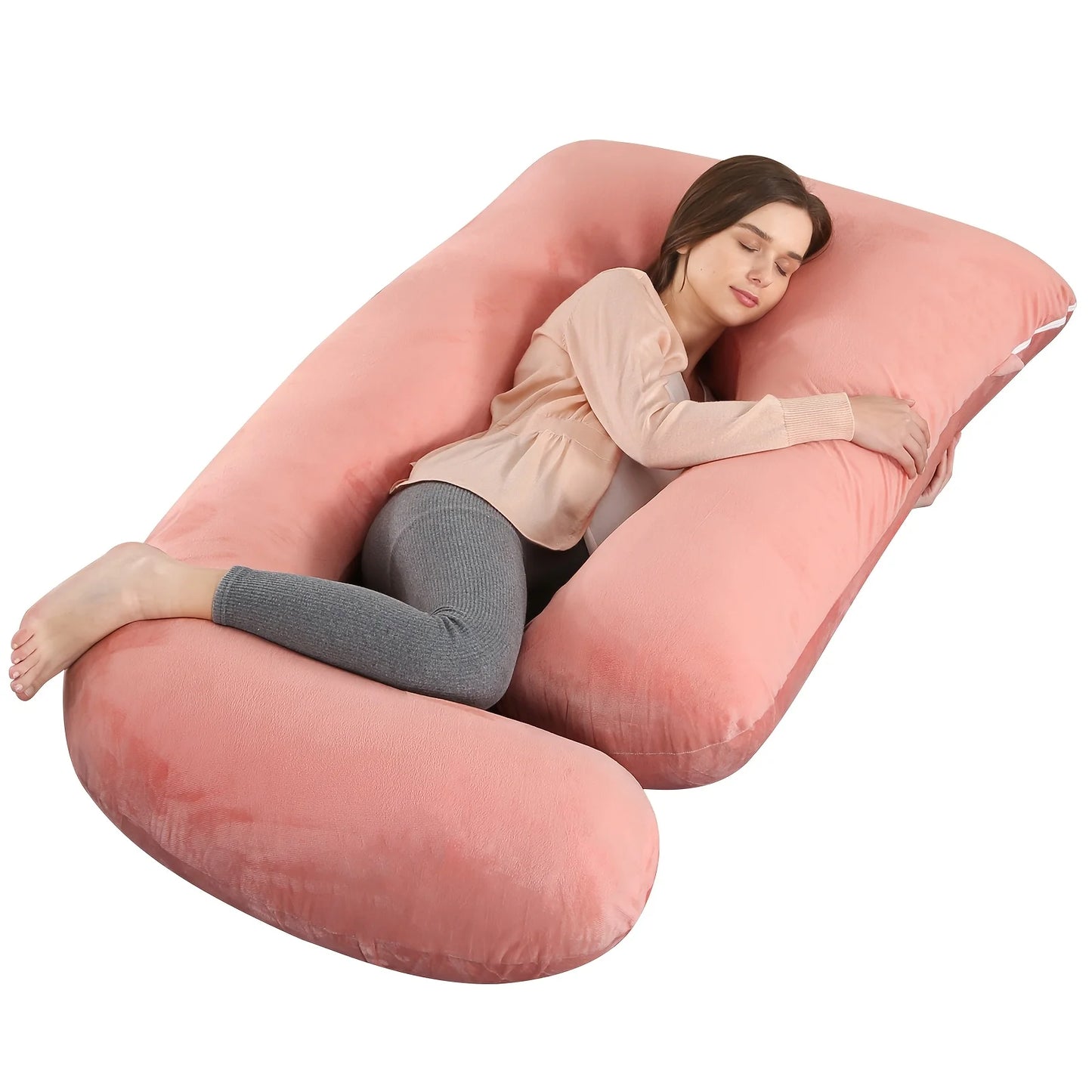 60-inch Full Body Pillow, Maternity Pillow, Maternity Full Body PillowwithPillowcase,Full Body Pillow with Back, Leg.(135X75X60）