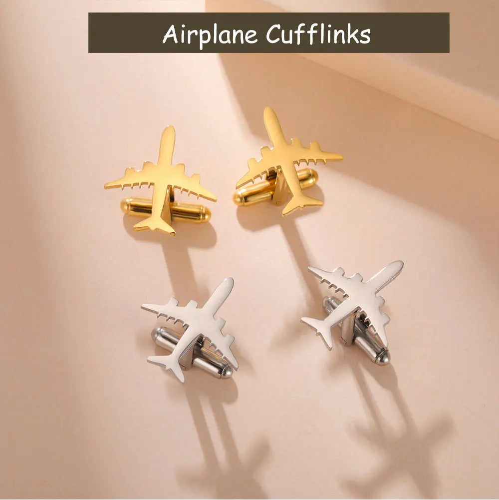Boutons de Manchette Avion Cazador pour Homme Accessoires Cadeau Pilote Boutons de Manchette de Chemise en Acier Inoxydable Vente en Gros Mariage Anniversaire Tendance