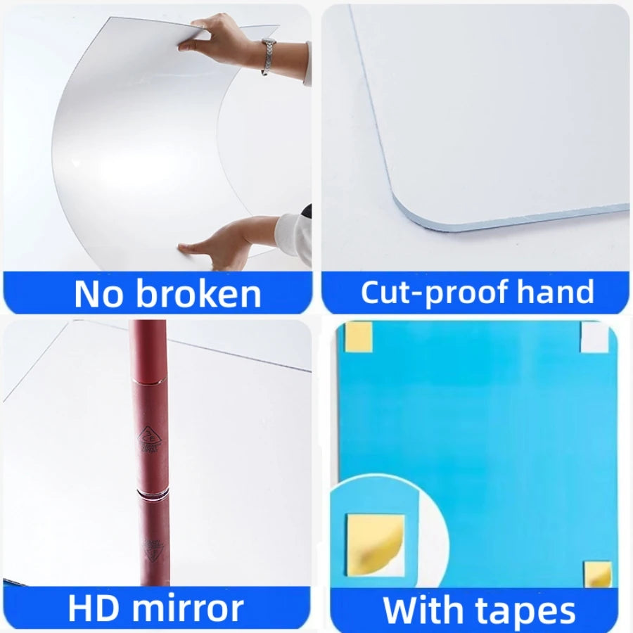 4er-Pack selbstklebende 3D-Spiegelaufkleber, 2mm verdickte flexible DIY-Wandaufkleber, 20/30cm Spiegelwandkunst, Wohnzimmerdekoration